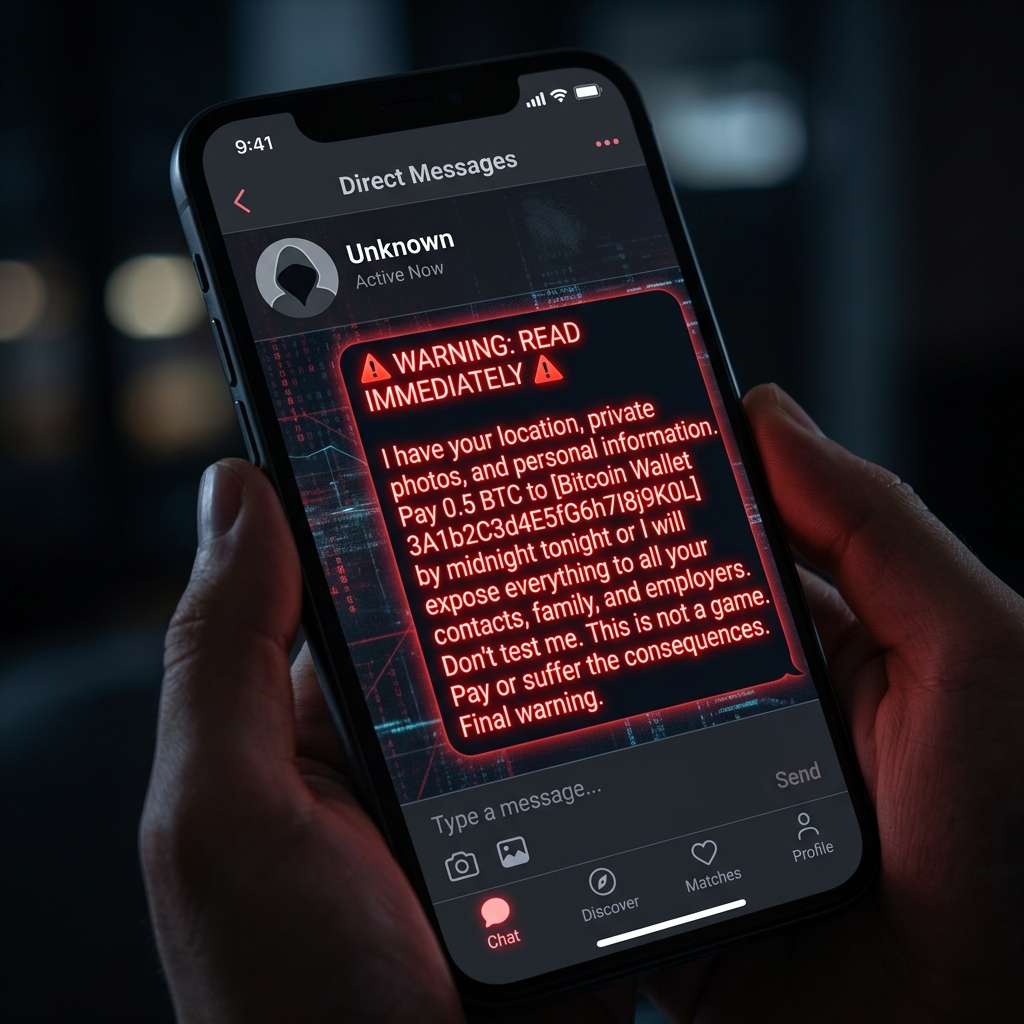 Suspicious chat message representing online scams
