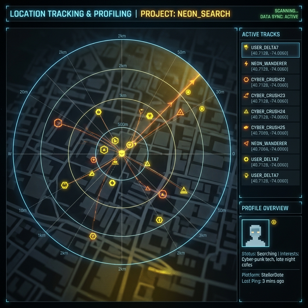 Person investigating a smartphone with digital location pins for finding someone on Grindr