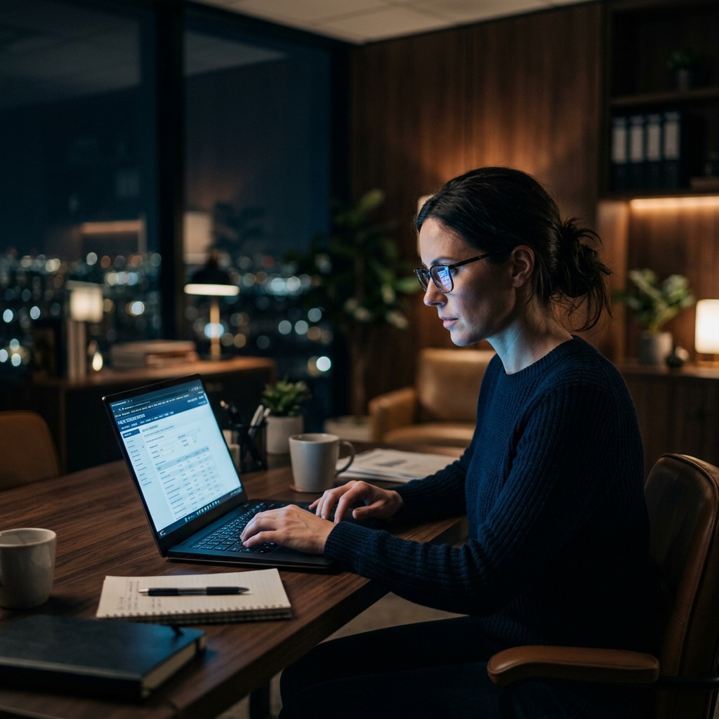 Person searching general records lookup on laptop